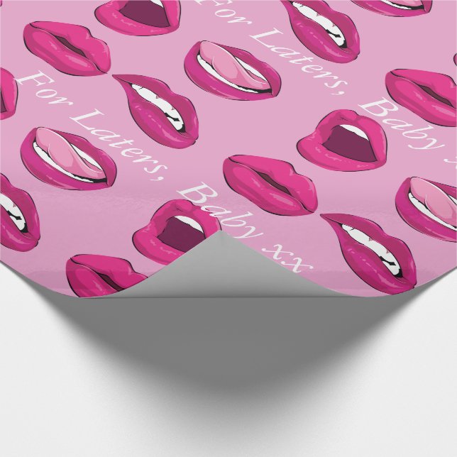 lipstick lips hot pink  gift wrap customizable (Corner)