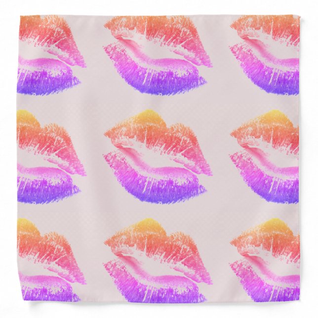 LIPSTICK LIPS KISSES PATTERN BANDANA (Front)