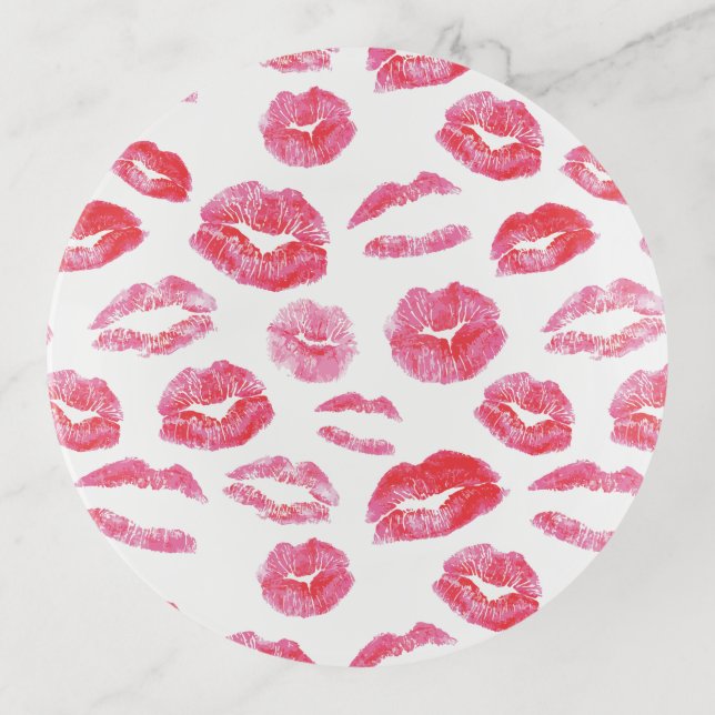 Lipstick Lips Kisses Trinket Tray (Front)