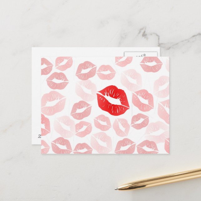 Lipstick Lips Postcard (Front/Back In Situ)