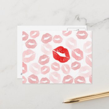 Lipstick Lips Postcard by PawsitiveDesigns at Zazzle