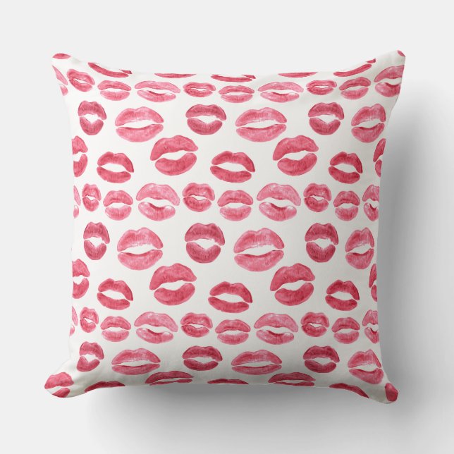 Lipstick Lips Throw Pillow (Front)