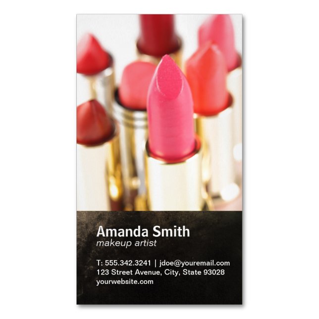 Lipstick | Makeup Artist Business Card Magnet (Front Vertical)