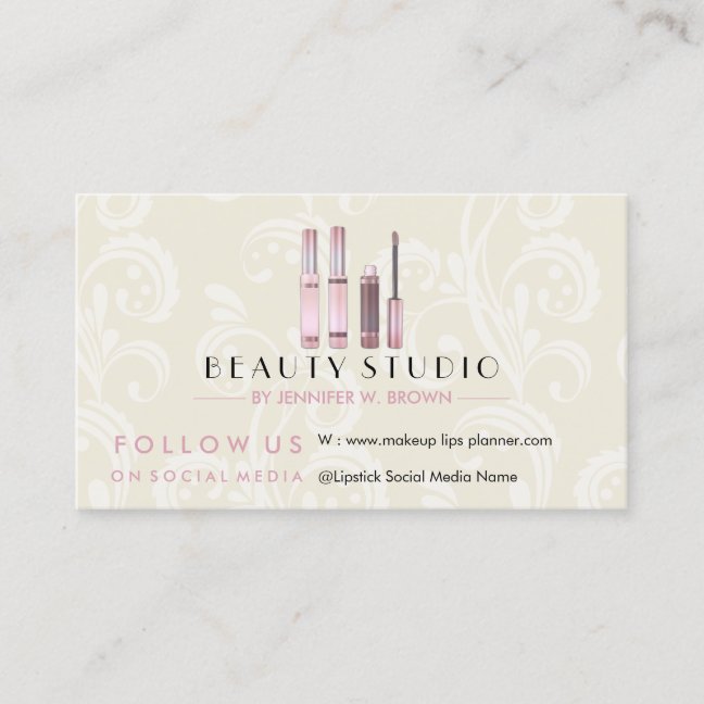 Lipstick Makeup Swirl Beauty Business Card