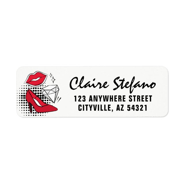 Lipstick Modern Kiss Beauty Pop Art Return Address Label (Front)