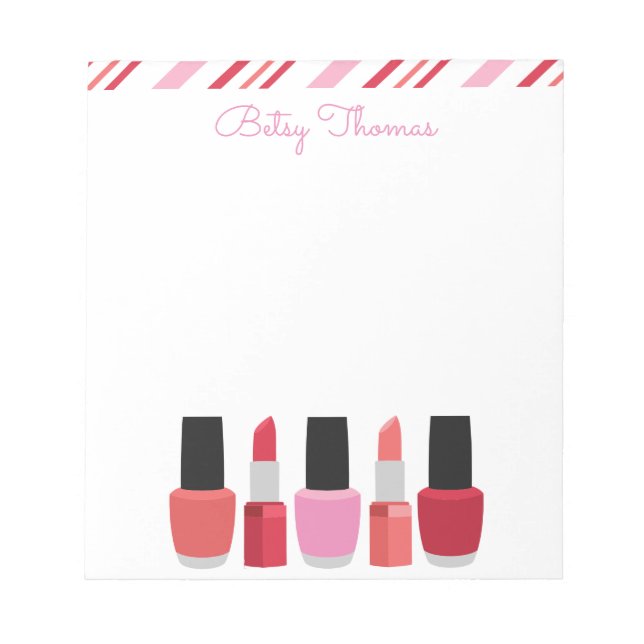 Lipstick & Nail Polish Personalized Notepad (Front)
