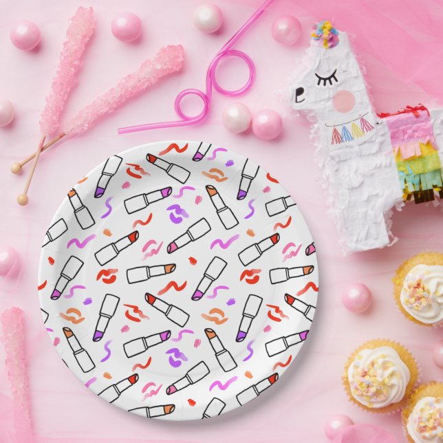 Lipstick Pattern Paper Plates (Party)