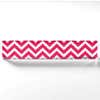 Lipstick Pink and White Chevron Zig Zag Name Plate