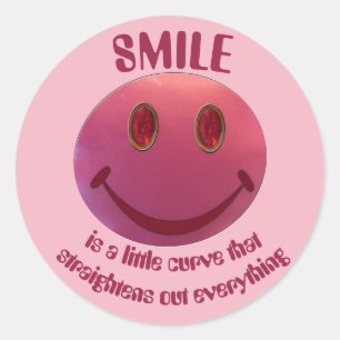 Lipstick Pink Face Classic Round Sticker