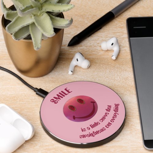 Lipstick Pink Face Wireless Charger
