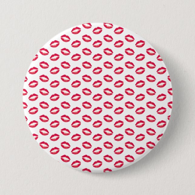 Lipstick Pink Kisses Pinback Button (Front)