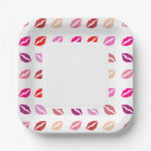 Lipstick Print Paper Plates