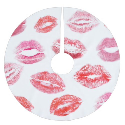 Lipstick prints diverse womens lips brushed polyester tree skirt