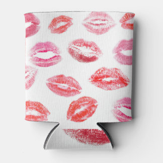 Lipstick prints: diverse women's lips. can cooler