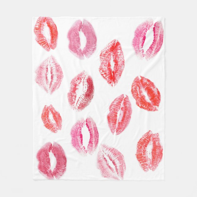 Lipstick prints: diverse women's lips. fleece blanket (Front)