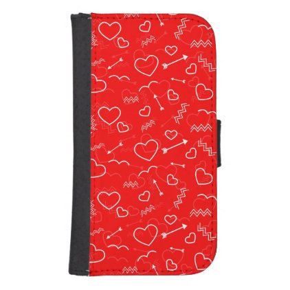 Lipstick Red White Valentines Love Heart and Arrow Samsung S4 Wallet Case