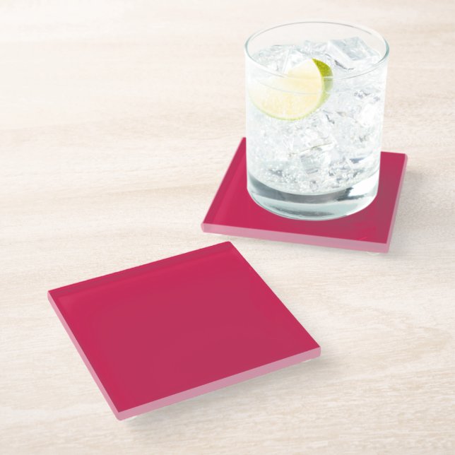 Lipstick  (solid color) Crimson Glass Coaster (Angled)