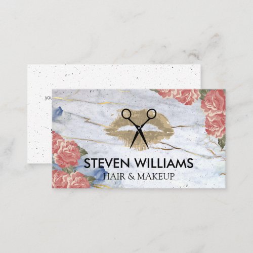 Lipstick Stain  Scissors  Flowers Marble Appointment Card