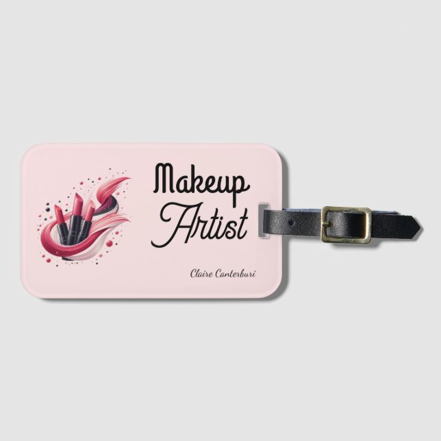 Lipstick Swoosh Palette Makeup Artist Luggage Tag (Front Horizontal)