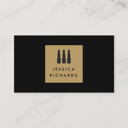 Customizable Lipstick Trio Logo for Freelance Makeup Artist I Business Card