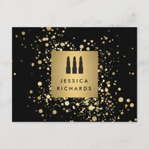 Lipstick Trio with Faux Gold Confetti Dots Makeup Postcard