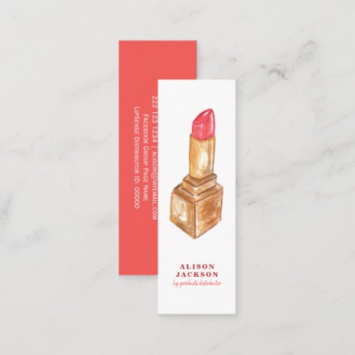 Lipstick watercolor red gold lip color distributor mini business card