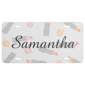 Lipsticks and Kisses Personalized License Plate
