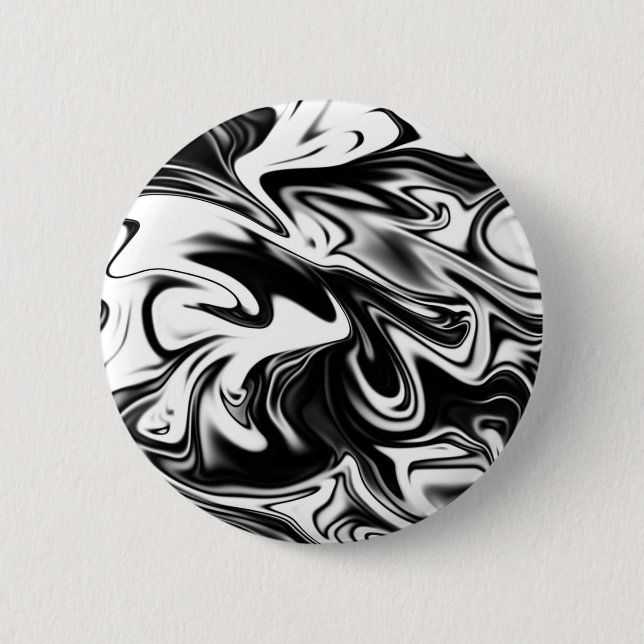 Liquefied Black White Marble, Button (Front)