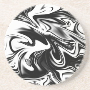 Liquefied Black White Marble, Sandstone Coaster