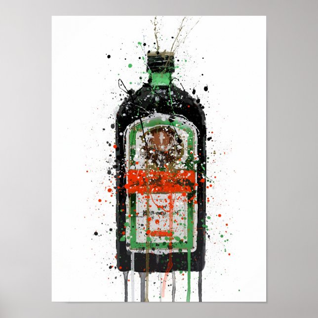 Liqueur Bottle Wall Art Print 'Green Ink'  (Front)