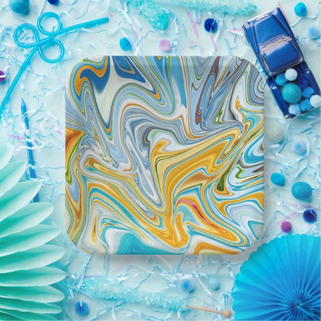 Liqufied Texture  Paper Plates (Party)