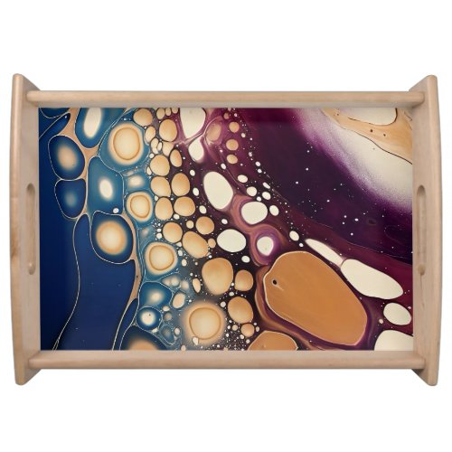 Liquid abstract marble art serving tray