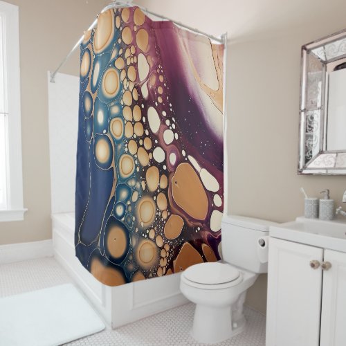 Liquid abstract marble art shower curtain
