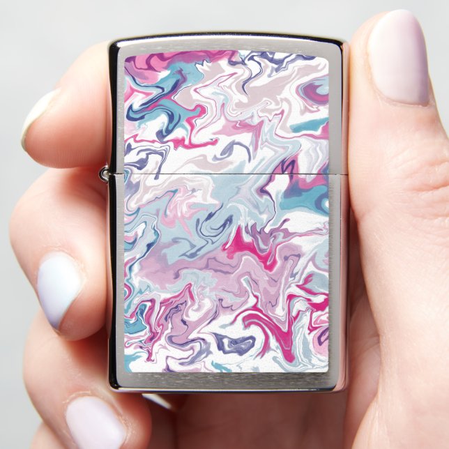 Liquid Acrylic Fluid Art Zippo® Lighter – Abstract (In Hand)