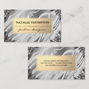 Liquid Background Gold and Ornate Corners Business Card