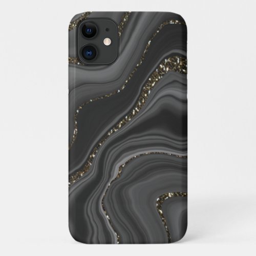 Liquid Black Gray White Agate Glitter Dream 2 iPhone 11 Case