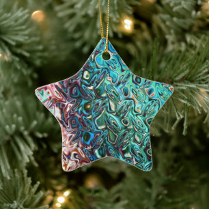 Liquid Blue Gel Abstract Ceramic Ornament