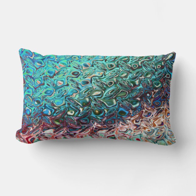 Liquid Blue Gel Abstract Lumbar Pillow (Front)