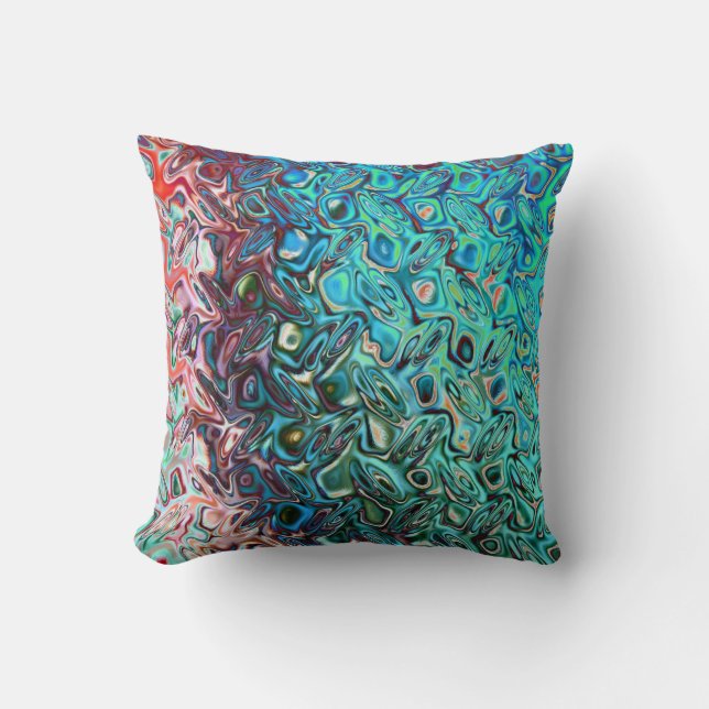 Liquid Blue Gel Abstract Throw Pillow (Front)