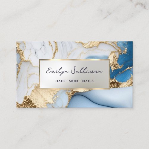 liquid blue marble business card