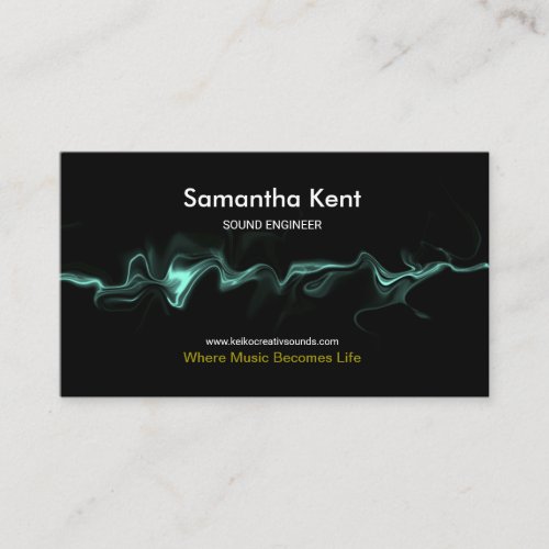 Liquid Blue Metal Sound Waves Mixing Engineer Business Card