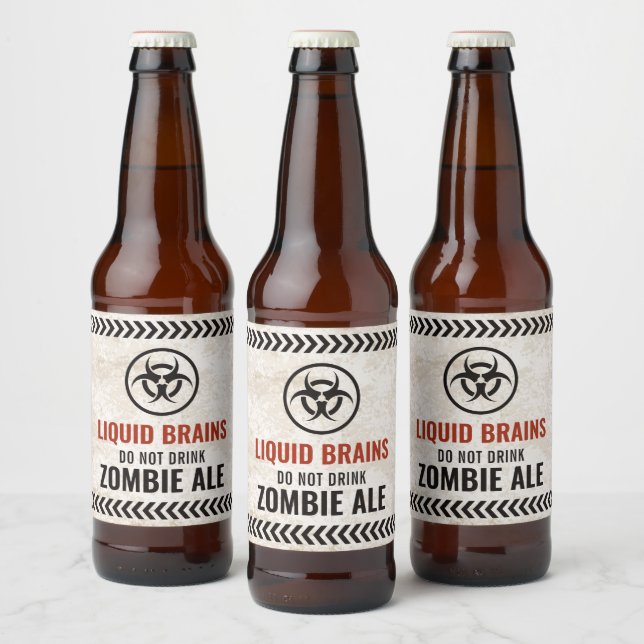 Liquid brains zombie labels for Halloween (Bottles)