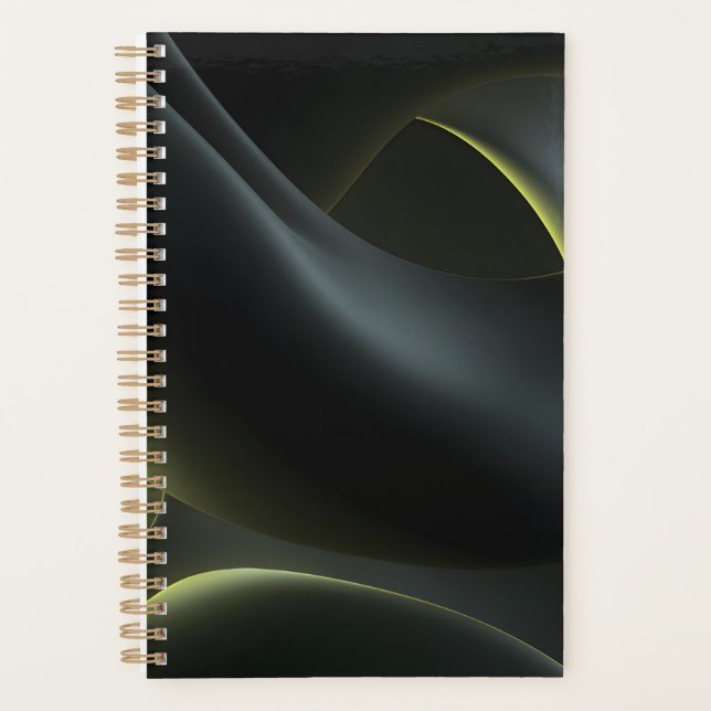 Liquid Chrome Abstract: Dark Iridescence Planner (Front)