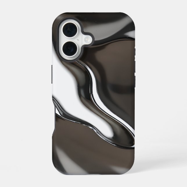 Liquid Chrome Flow  Abstract Metallic iPhone Case (Back)