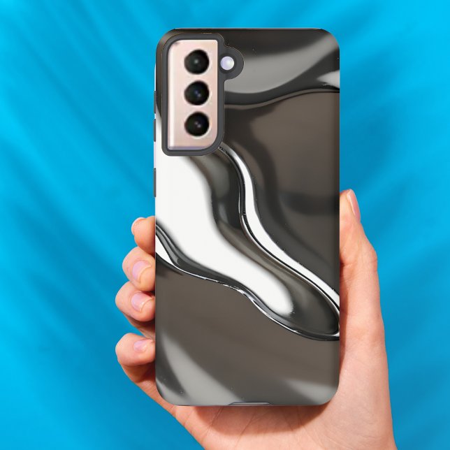 Liquid Chrome Flow  Abstract Metallic Samsung Galaxy Case (Creator Uploaded)