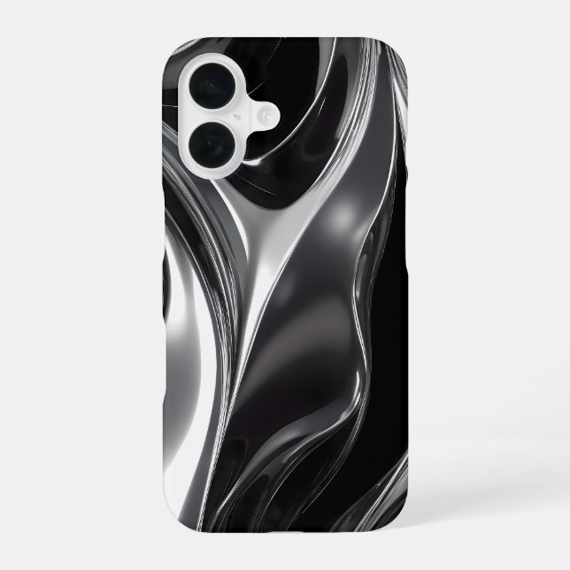 Liquid Chrome Flow – Abstract Metallic Texture Iphone Case (Back)