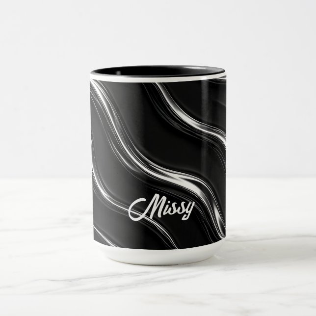 Liquid Chrome Motion Pattern | Futuristic Women’s  Mug (Center)
