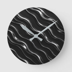Liquid Chrome Motion Pattern Futuristic Women’s Round Clock