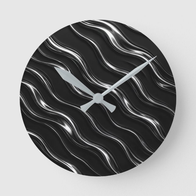 Liquid Chrome Motion Pattern | Futuristic Women’s  Round Clock (Front)