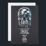 Liquid Chrome Silver Drip Skull Birthday Party Invitation<br><div class="desc">Customize for your event</div>